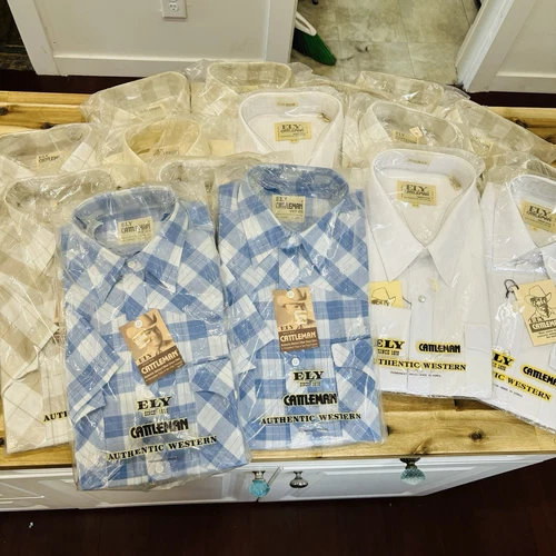 Lot of Ely Cattleman Western Shirts Button Pearl Snap NIP Rockabilly Vtg 80s 90s