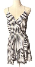 Express Nautical Striped Ruffle Wrap Cami Mini Dress Sleeveless Ruffles M