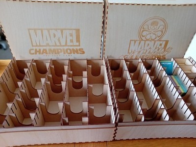 Marvel Champions Karten Brettspiel Gravur Holz Aufbewahrungsboxen mit Trennwänden