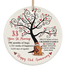 33 Years Love Ornament Happy 33rd Anniversary Cute Lion Couple Christmas Gifts