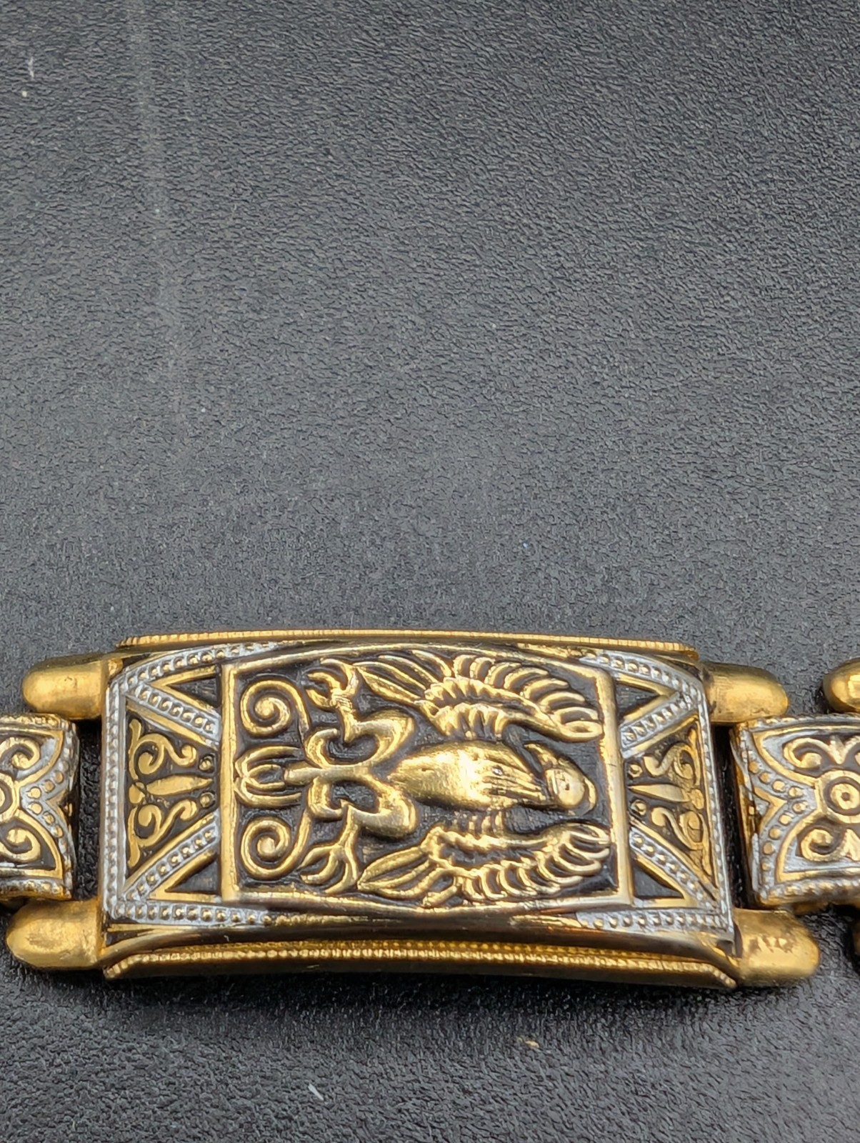 VTG Unsigned Damascene Panel Bracelet Stylized Bi… - image 5