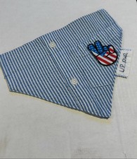 Handmade Over the Collar Dog Bandana Slide on Reversible Peace America Upcycle