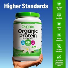 Orgain Organic Vegan Protein Powder, Vanilla Bean - 21g Plant Protein, 6g
