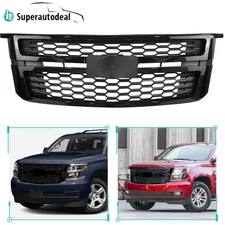 For Chevrolet Tahoe Suburban 2015-2020 Front Upper Honeycomb Grille Glossy Black