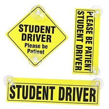 3 Pieces Student Driver Signs with Suction Cups New Driver Stickers Please Be