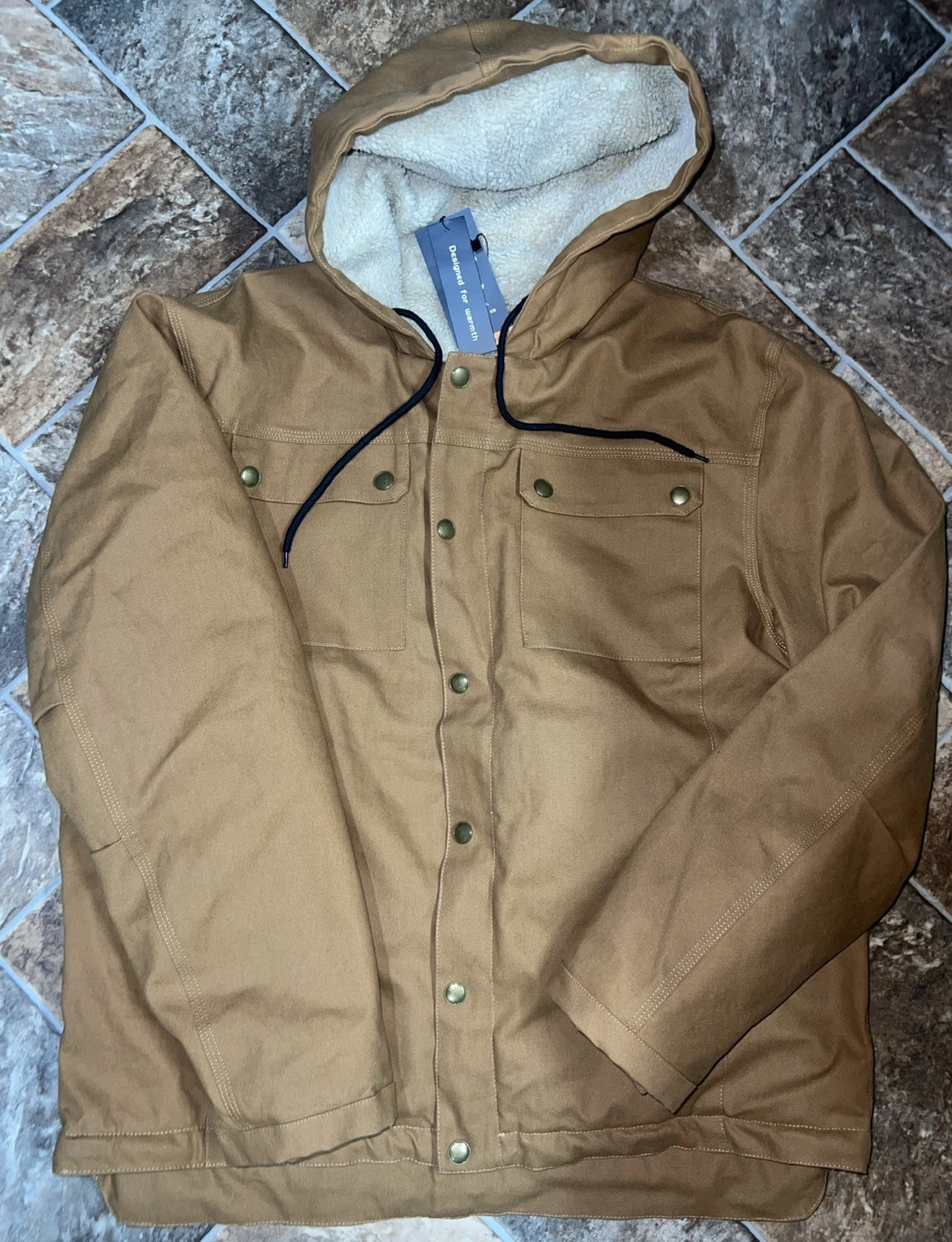 Glaais Heated Jacket Men’s Brown NWT Sherpa Lined Large W/ Battery Pack