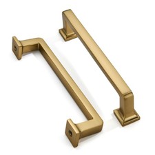 10 Pack Brushed Brass Cabinet Pulls 5 Inch 128mm Hole Centers Straight Bar