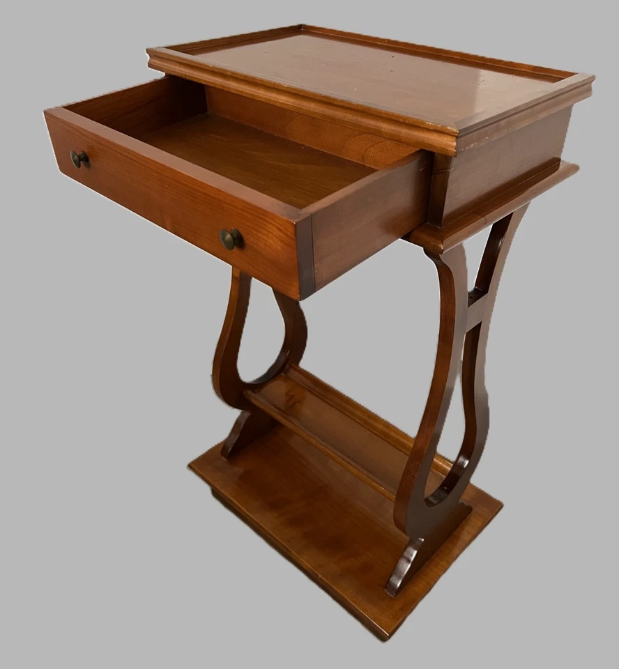 Beistelltisch Nachttisch Lyra night table french Holz Kommode Lyre Bedside Table - Bild 4 von 4