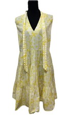 Lisa Marie Fernandez Target Yellow White Floral Tiered Dress XL 100% Cotton