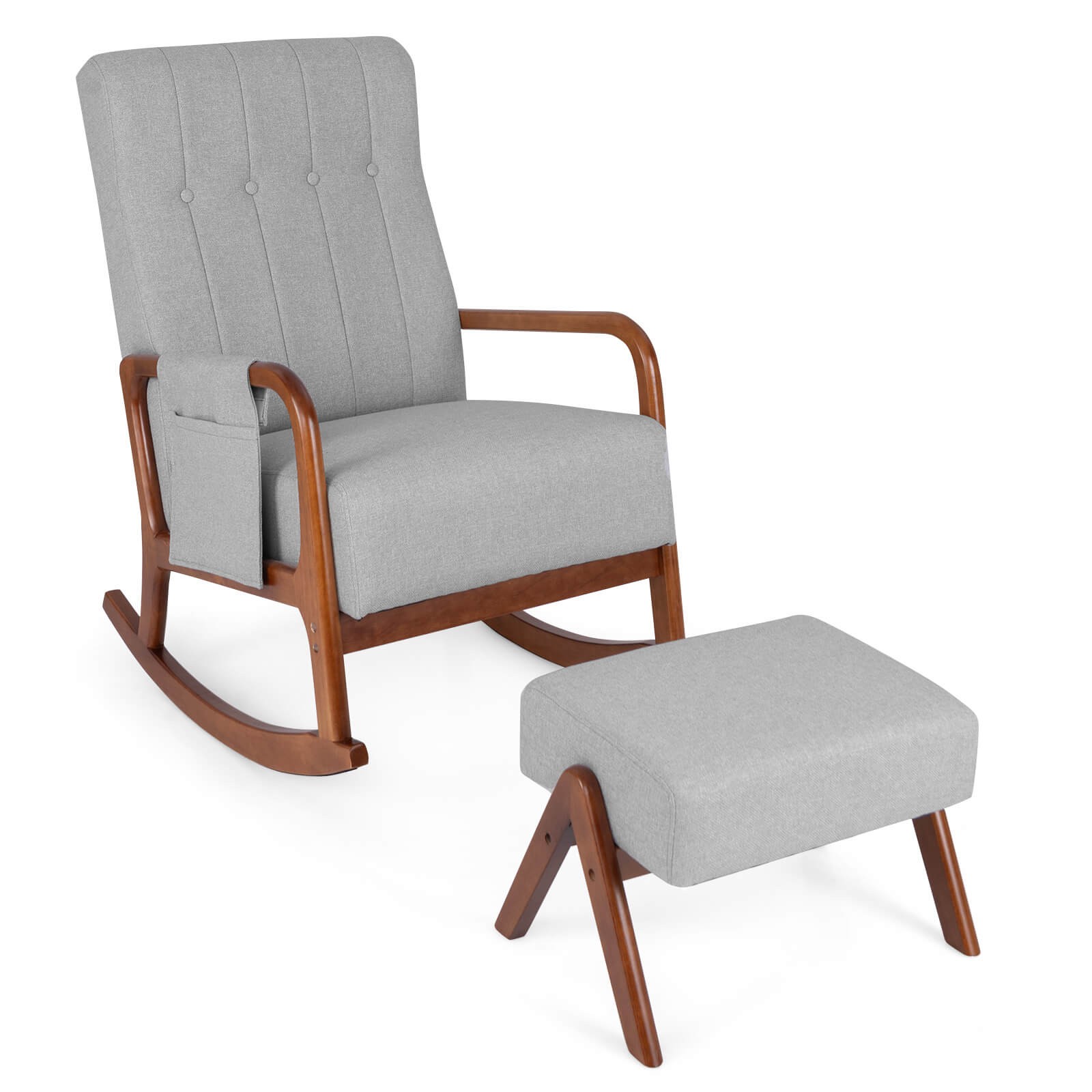 With Ottoman Tufted Backrest & Cushioned Seat Side Pocket