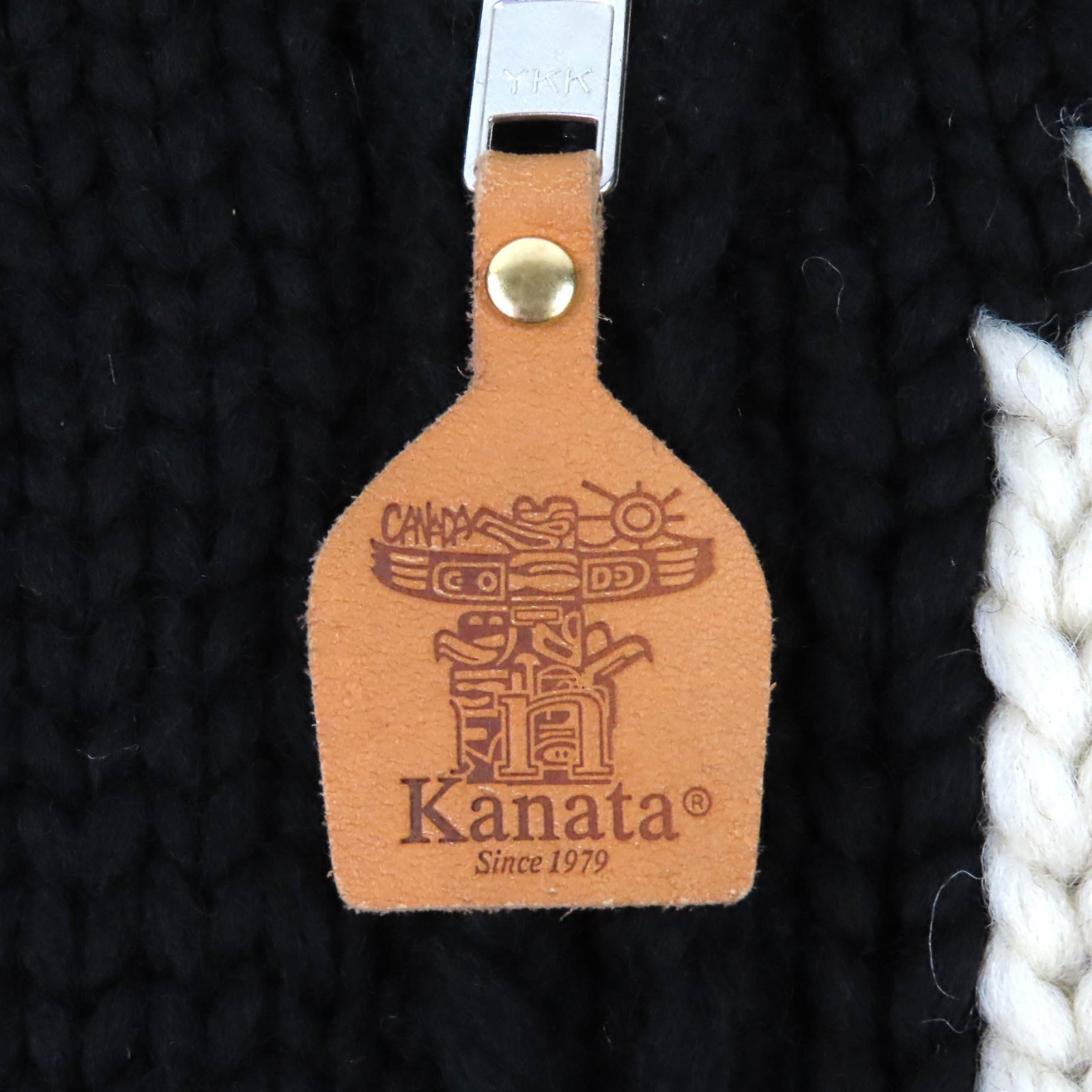 Great MONCLER GENIUS KANATA SWEATER Logo Full-Zip Cowichan Knit black wool 36 thumbnail 6