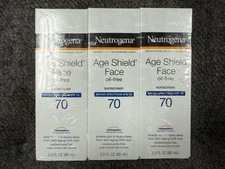 3 New Neutrogena Age Shield Face Sunscreen  SPF 70 Each Expired 1/2025