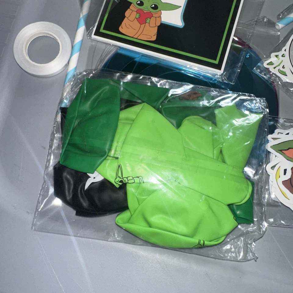 Grogu Baby Yoda Cumpleaños Banner Lámina Globos Pastel/Cupcakes Toppers Pegatinas Foto 4 de 4