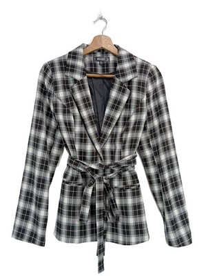 MISSGUIDED Long-Blazer Damen Blazer Gr. DE 34 schwarz-weiß Casual-Look