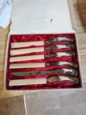 Anton Wingen Jr. Solingen-Germany Rostfrei Stag Handle 6 Piece Knife Set