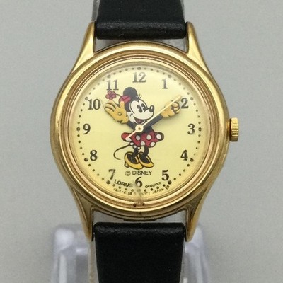 Vintage Lorus Womens Watch 26mm Minnie Mouse V515-6080 Gold Tone New Battery