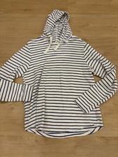 Marine Layer Men's Terry Toweling Hoodie In White & Navy Size S