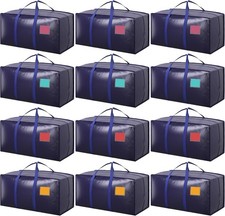 12 extra-large thickened moving bags, with reinforced zippers, dark blue.