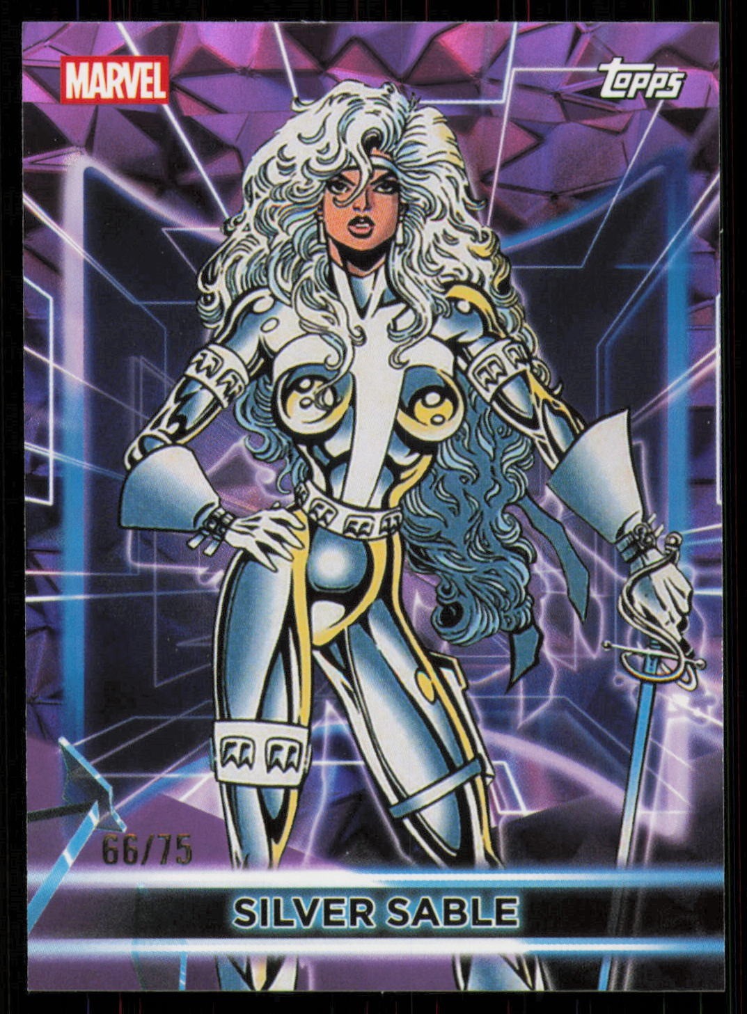 2026 Topps Neon Marvel Silver Sable 150  Purple Diamante Foil /75