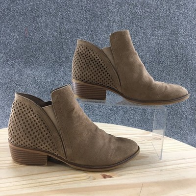 Mia Boots Womens 8M Thea Lasercut Stacked Chelsea Brown Pull On Casual Ankle Top