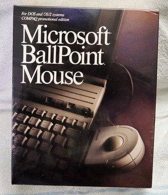 Vintage Microsoft Ballpoint Mouse 1990 DOS & OS/2 Systems Promotional Edition 