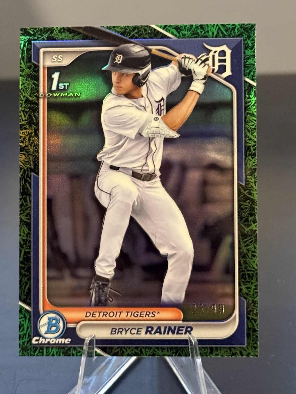 2024 Bowman Draft Chrome Green Grass #BDC-86 Bryce Rainer 1st Tigers /99 🔥