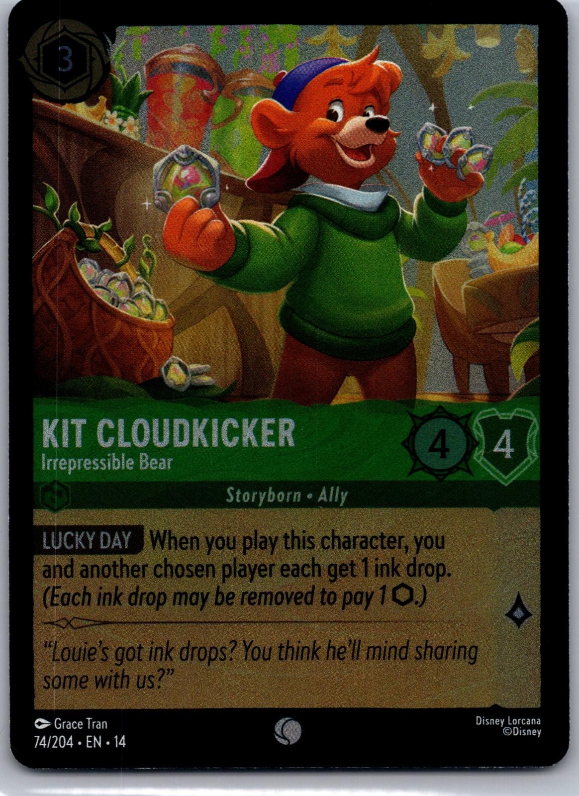 Kit Cloudkicker - Irrepressible Bear 74/204 Hyperia City Lorcana Cold Foil NM