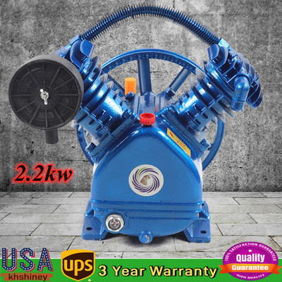3.53CFM V Type Twin Cylinder 3HP Double Stage Air Compressor Pump Head 175PSI