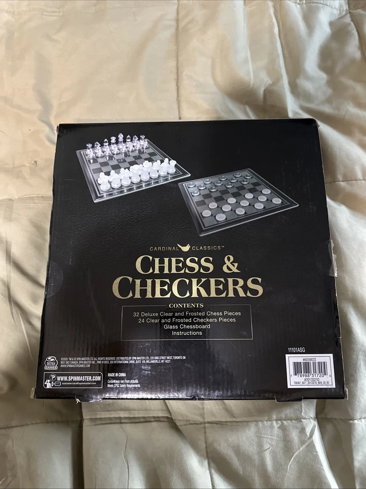 Cardinal Classics Ajedrez y Damas con Tablero de Cristal NUEVO Foto 2 de 4