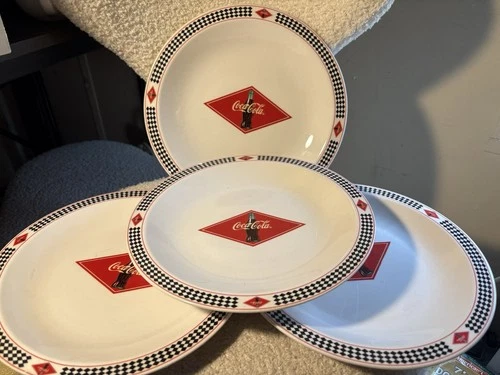 Vintage Coca-Cola Checkerboard Dinner Plate by Gibson set of 4