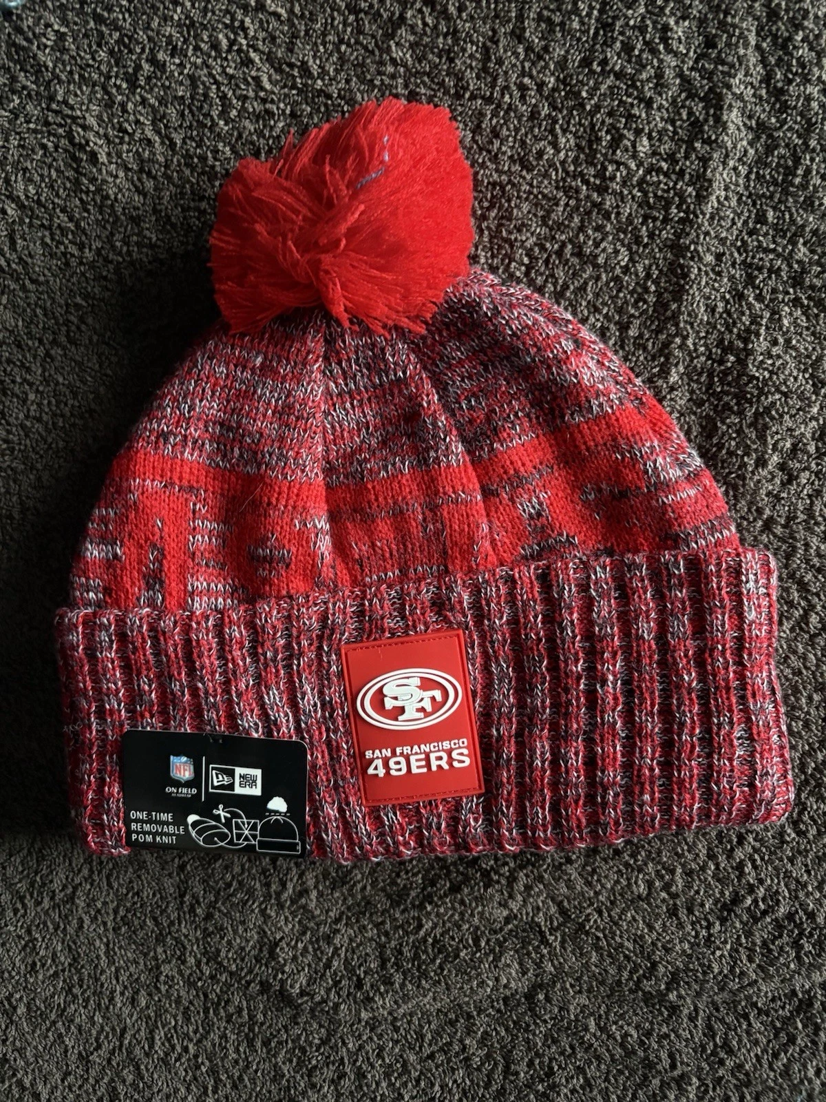 San Francisco 49ers NFL Bobble Beanie Hat Red With Team Logo & With Tags on