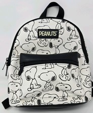 Peanuts Snoopy Mini Backpack Bioworld White/Black Print 10"