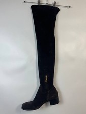 Prada Dark Brown Suede Block Heel Boots Size 39