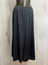 Vintage Shadowline Black Satin Long Half Slip 2X XXL Burlesque Retro