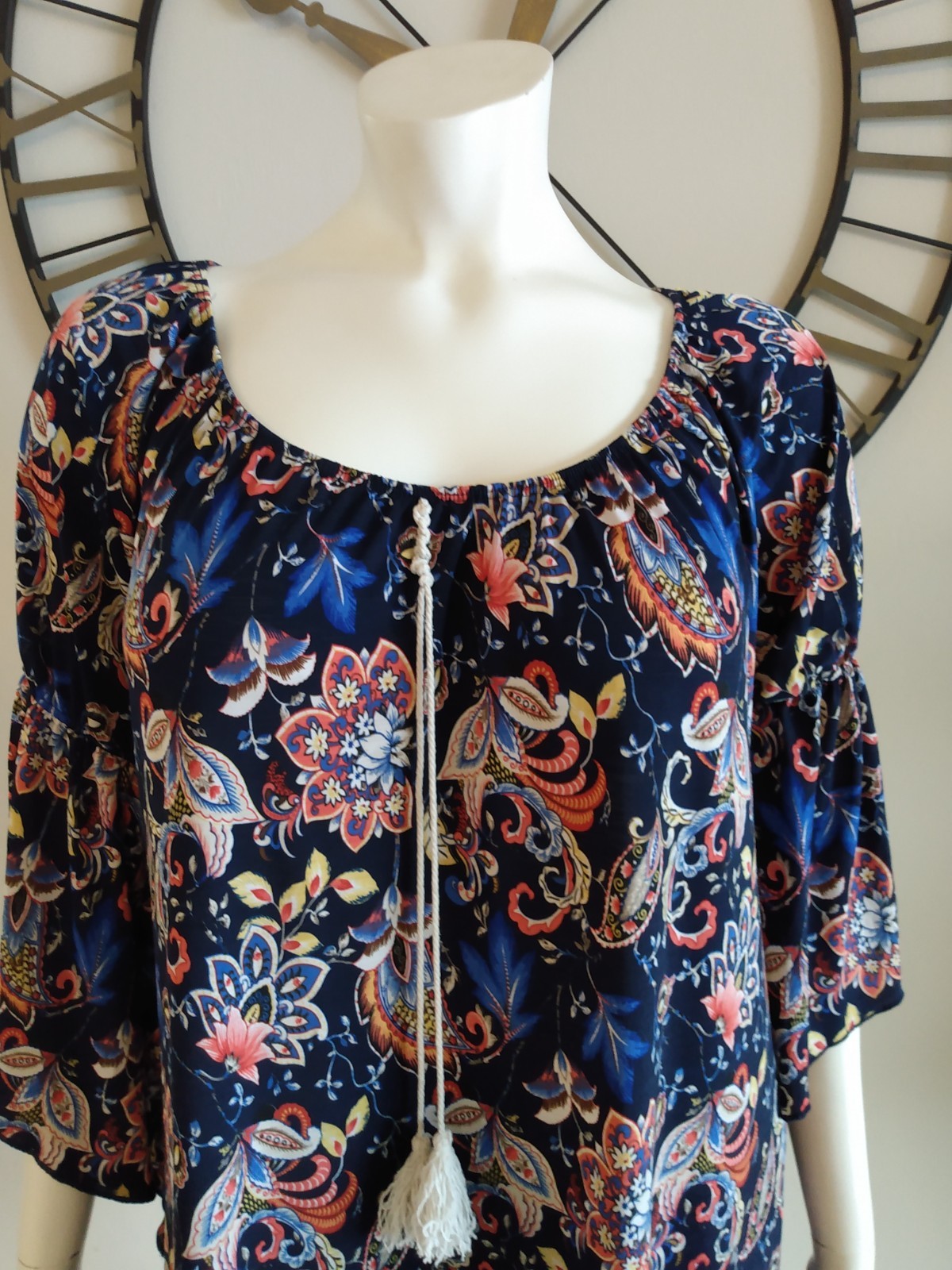 Naif Floral Printed Dress Off The Shoulder Bell Sleeve Plus Women's Size 1X