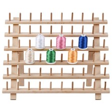 Wooden Thread Holder Rack Organizer Stand Hooks Embroidery Braiding 60 Spools
