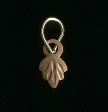 New 10K 12mm Solid Yellow & Rose Gold Leaf Petal Plant Pendant Charm *PP