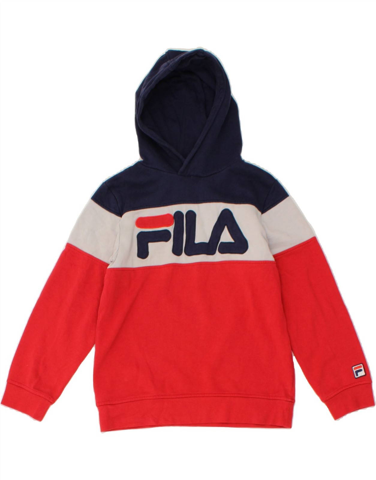 Felpa con cappuccio FILA ragazzo grafica 9 10 anni rosso medio colorblock cotone BJ04