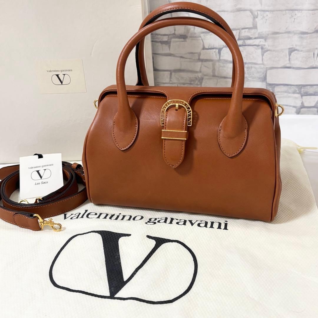 Valentino Garavani Brown Leather 2-Way Mini Handbag with Accessories Japan