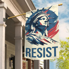 Personalized Resist Garden Flag, Statue of Liberty Protest Democrat Double-sided