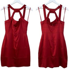 BCBGMaxazria NWT Red Silk Satin Elegant Flattering Evening Womens Dress Size 4
