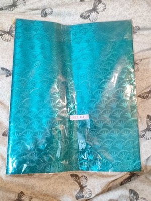 1 Stück Afrikanischer Sego Gele (Kopfbinder) grün funkelndes Head Wrap Damast Muster Blume