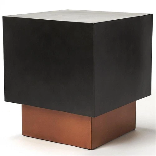 Butler Specialty 18" Square Metal Accent End Table In Black And Copper - Picture 3 of 5