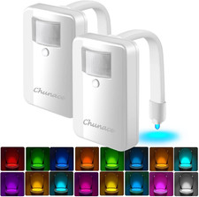 2 Pack Toilet Night Lights with Motion Activated Sensor,16-Color Changing LED in