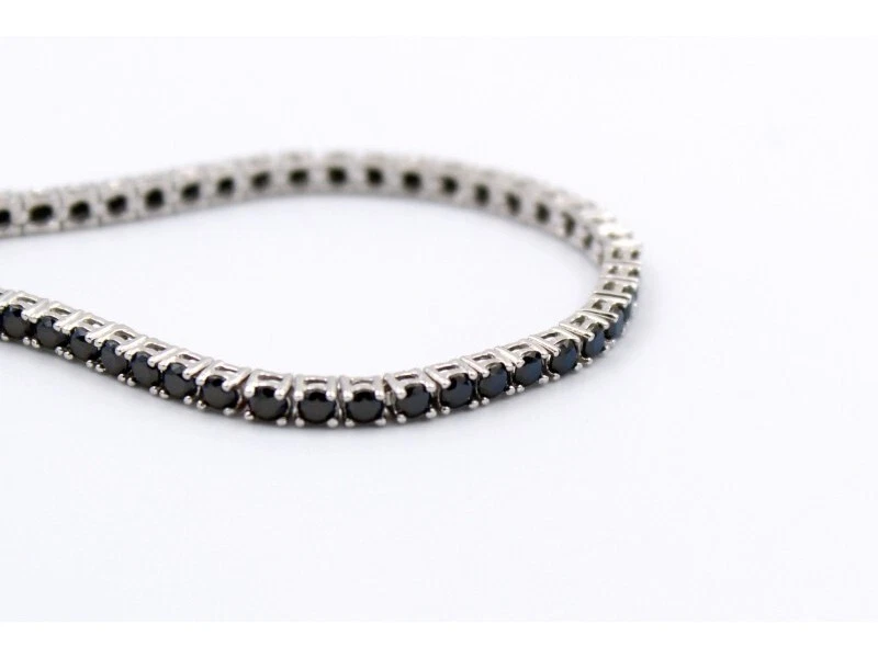 Nuovo Bracciale Tennis Uomo Pietre Nere Zirconi Argento 925 Elegante Idea Regalo - Immagine 3 di 3