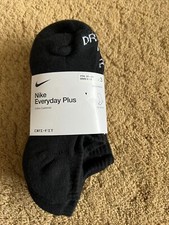 Nike Dri-Fit Mens Everyday Plus Cotton Cushioned No Show Socks Size Small 3 Pack