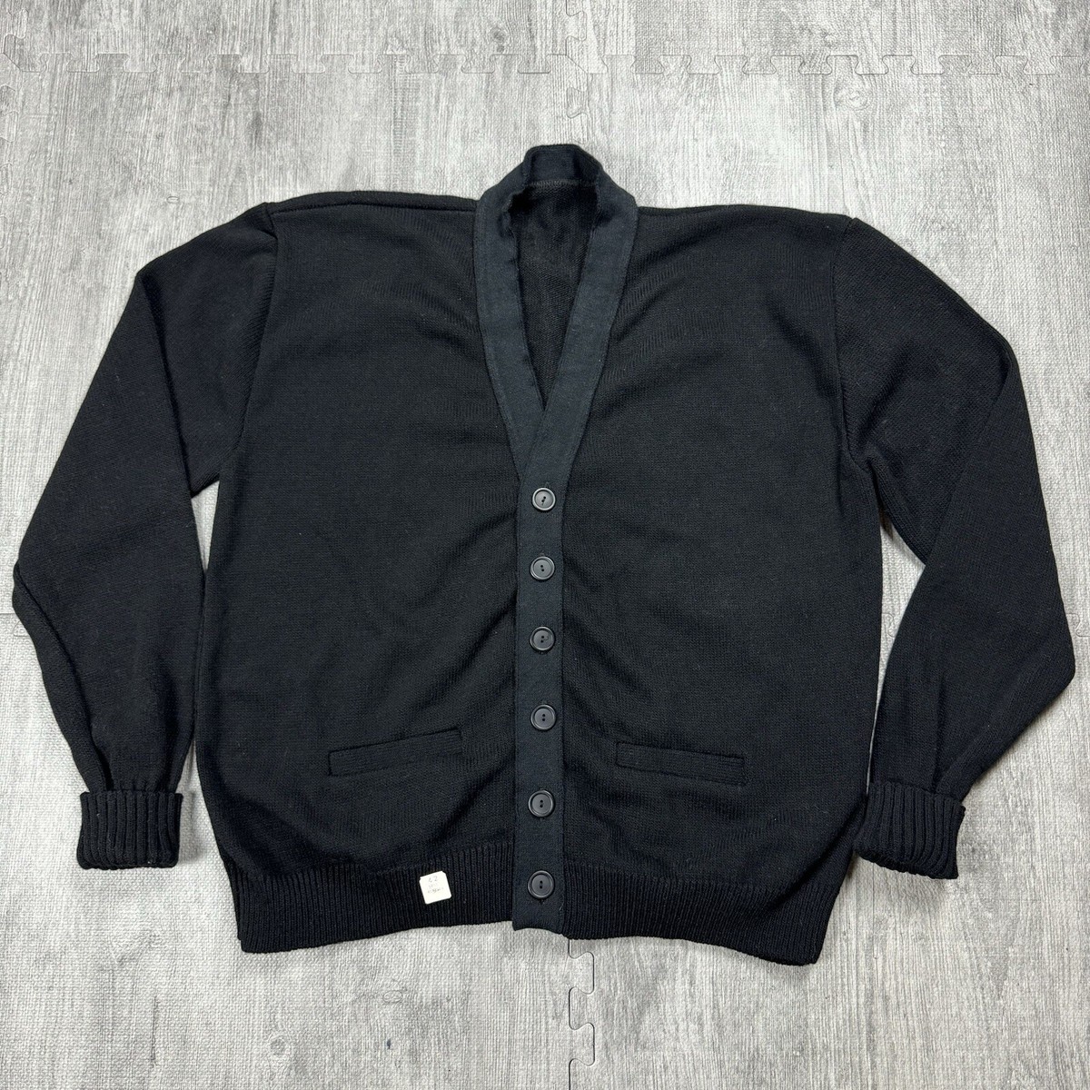 トップス 60's Gilison Black Acrylic Cardigan M 想像を超えての Cardigan Acrylic Black Gilison 60's Size