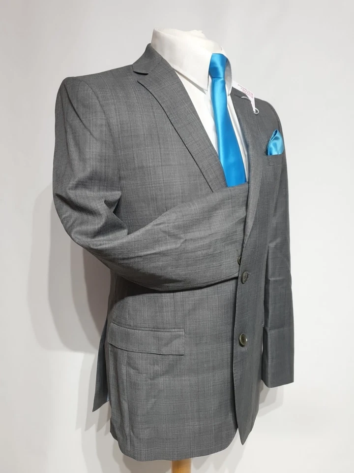 Traje de 2 piezas para hombre French Connection Ch38""R W32"" L27,5"" gris a cuadros Foto 4 de 4