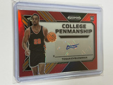 Prizm Draft Picks College Penmanship Red Tosan Evbuomwan Rookie Auto RC /199