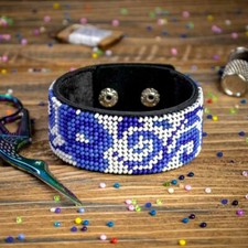 DIY Bead embroidery kit on artificial leather Bracelet